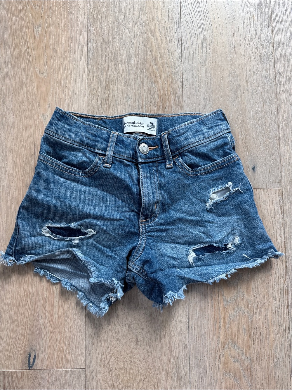 abercrombie kids Ripped Blue Denim Jean Shorts